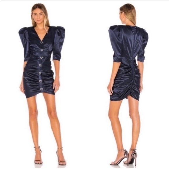 Bronx and Banco Jana Puff Sleeve Heart Mini Dress NWT - Picture 2 of 9